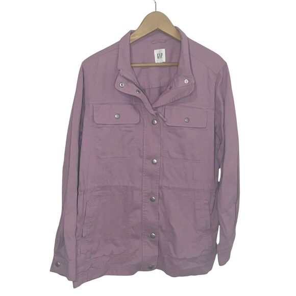 GAP Lilac Utility Jacket - Button Front Shirt Jacket with Pockets - Picture 2 of 8